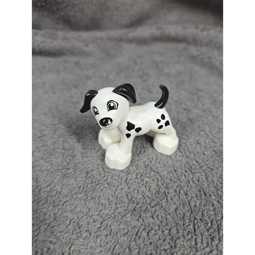 LEGO White Duplo Dog Black Eyes & Black Ear Nose